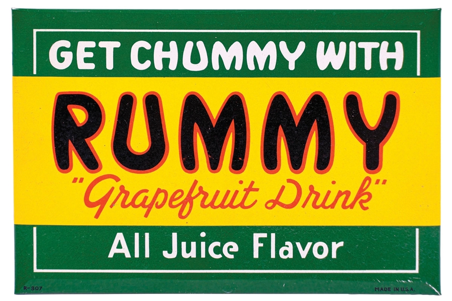 TIN-OVER-CARDBOARD RUMMY GRAPEFRUIT SIGN