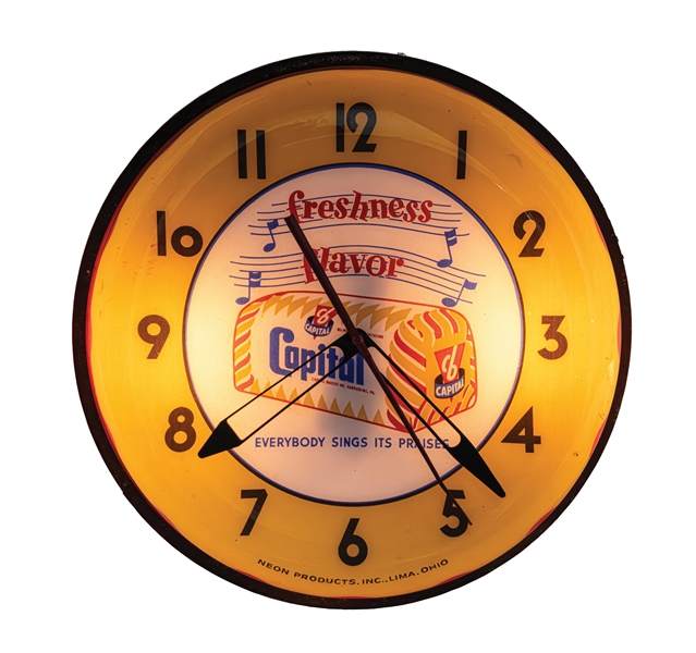 CAPITAL BREAD LIGHT-UP ADVERTSING CLOCK