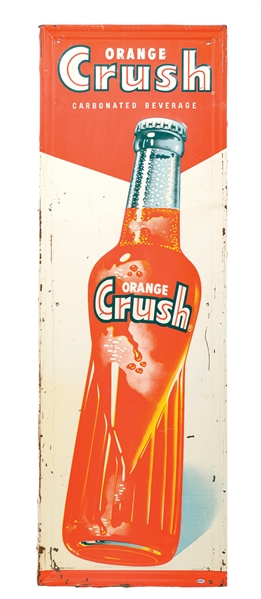 ORANGE CRUSH SELF FRAMED TIN SIGN W/ BOTTLE GRAPHIC