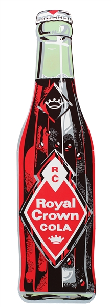 SINGLE-SIDED TIN ROYAL CROWN ADVERTISING BOTTLE SIGN