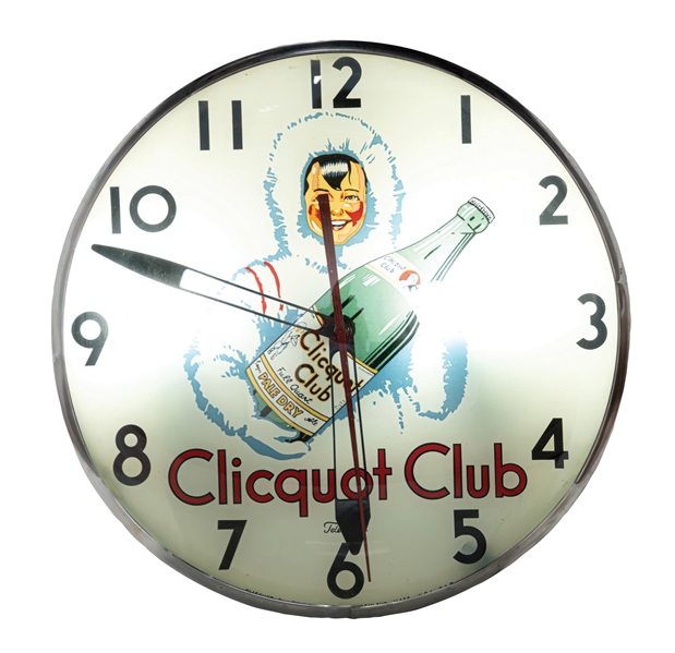 CLICQUOT CLUB TELECHRON CLOCK W/ ESKIMO GRAPHIC