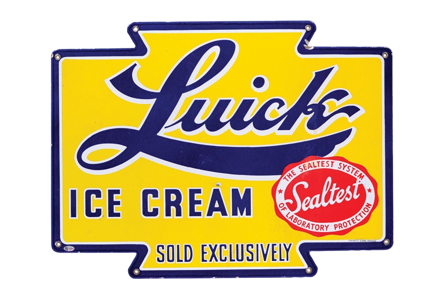 LUICK ICE CREAM PORCELAIN SIGN W/ SEALTEST LOGO