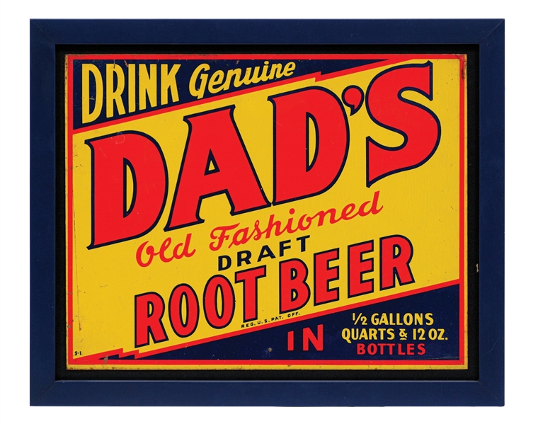 "DRINK GENUINE DADS OLD FASHIONED ROOT BEER" PAINTED METAL SIGN