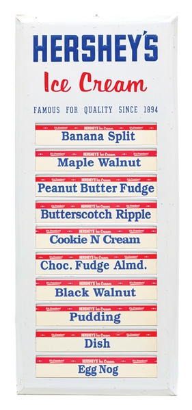 HERSHEYS ICE CREAM EMBOSSED TIN MENU BOARD