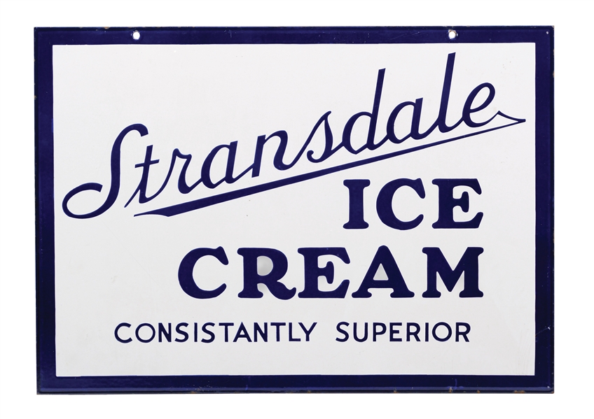 STRANSDALE ICE CREAM DOUBLE-SIDED PORCELAIN SIGN