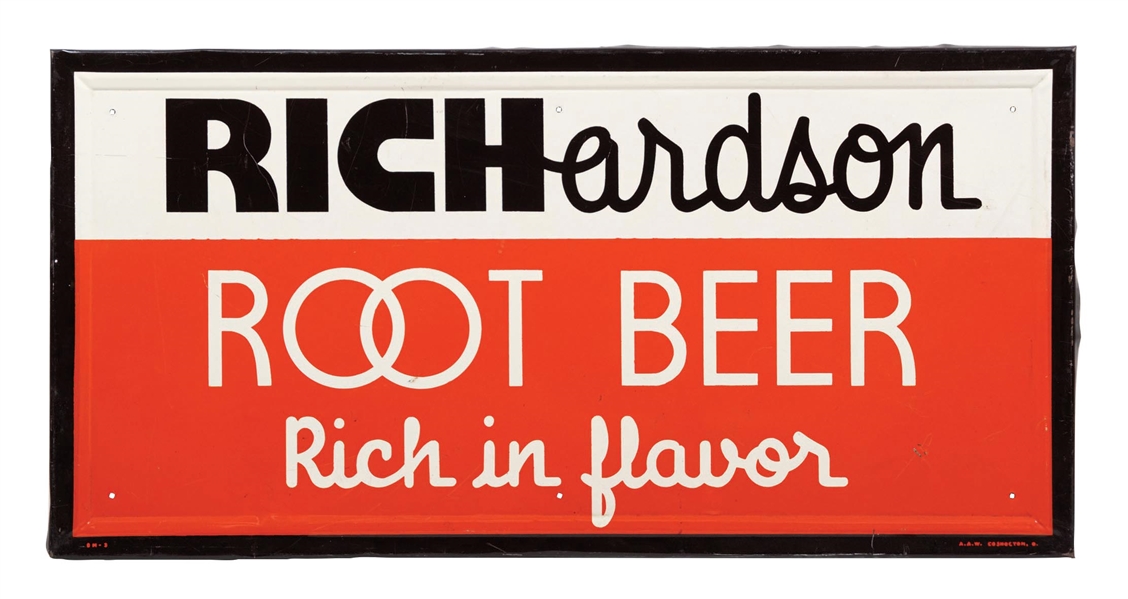 RICHARDSON ROOT BEER SELF-FRAMED TIN SIGN