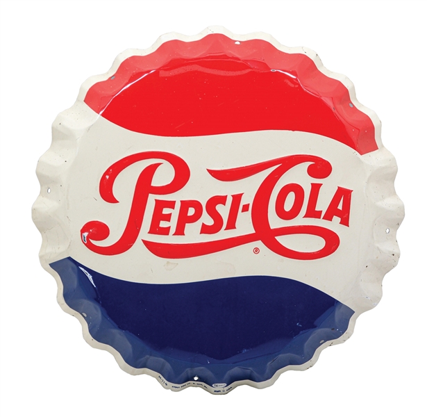 PEPSI-COLA EMBOSSED TIN BOTTLECAP SIGN