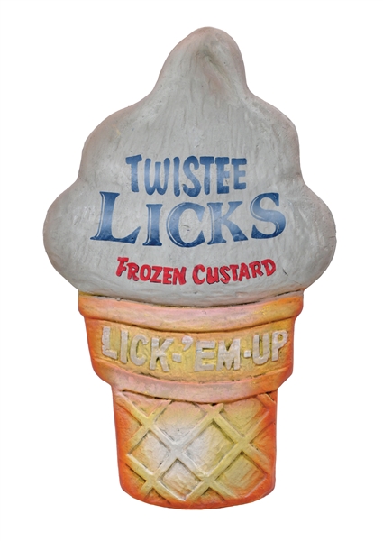 TWISTEE LICKS FROZEN CUSTARD MOLDED PLASTER SIGN