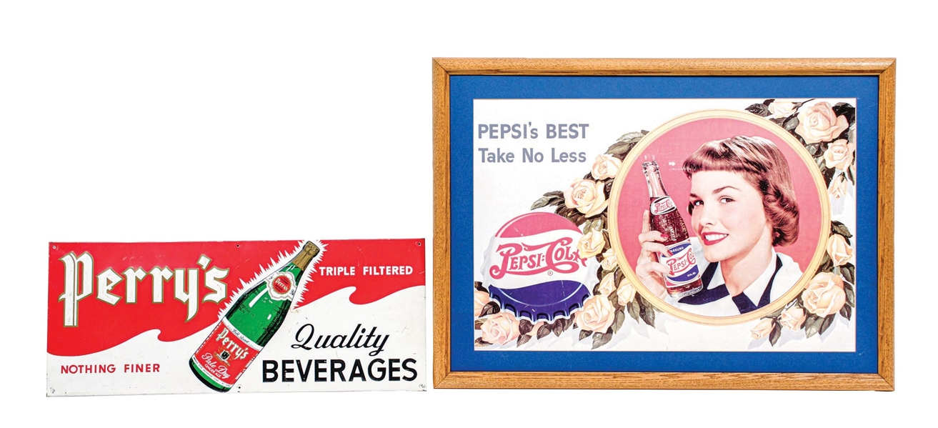 COLLECTION OF 2 SODA POP ADVERTISEMENTS W/ BOTTLE GRAPHICS