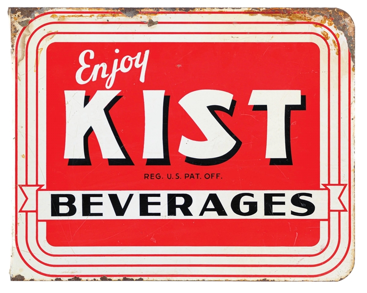 "ENJOY KIST BEVERAGES" PAINTED METAL FLANGE SIGN