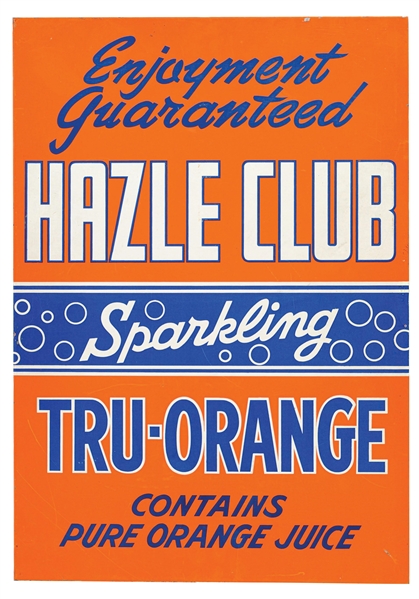 HAZEL CLUB SPARKLING TRUE ORANGE PAINTED METAL FLANGE SIGN