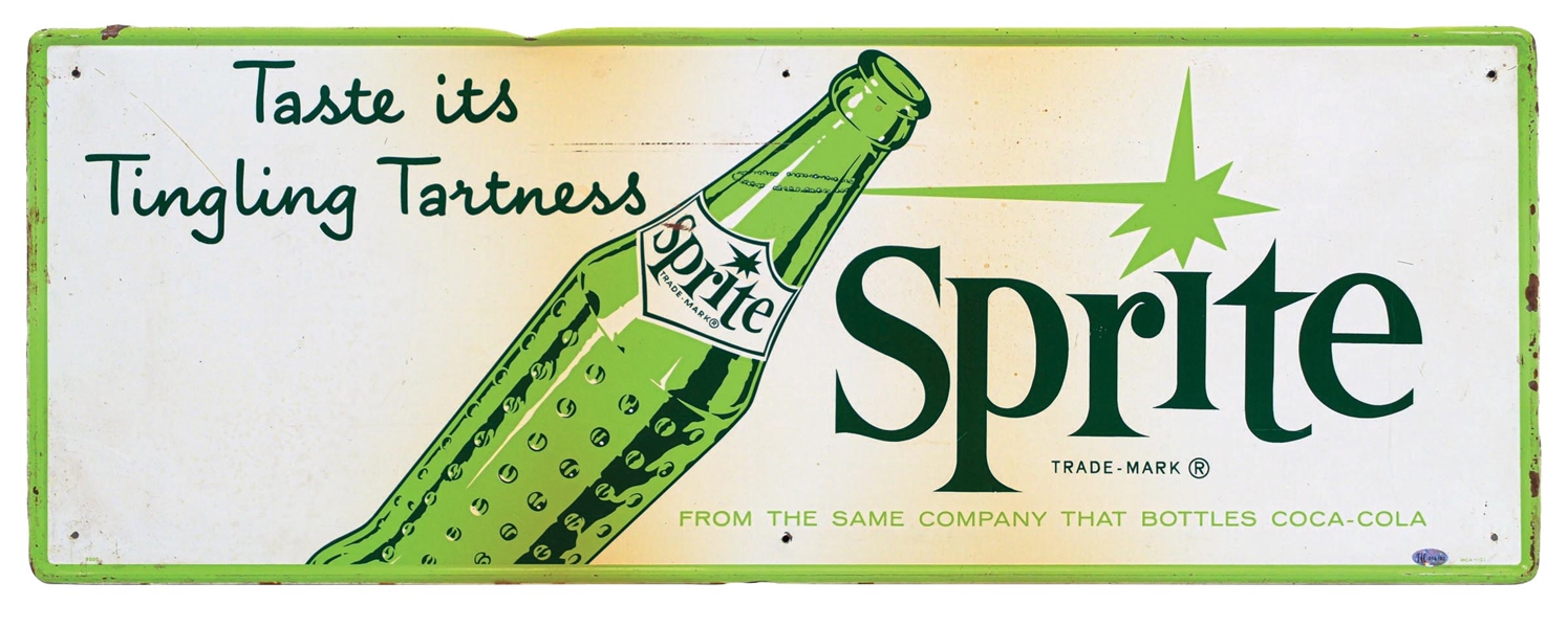 SPRITE SELF FRAMED TIN SIGN W/ BOTTLE GRAPHIC