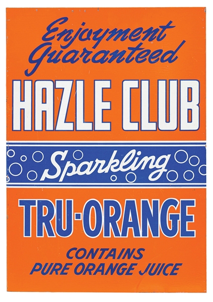 HAZEL CLUB SPARKLING TRUE ORANGE PAINTED METAL FLANGE SIGN