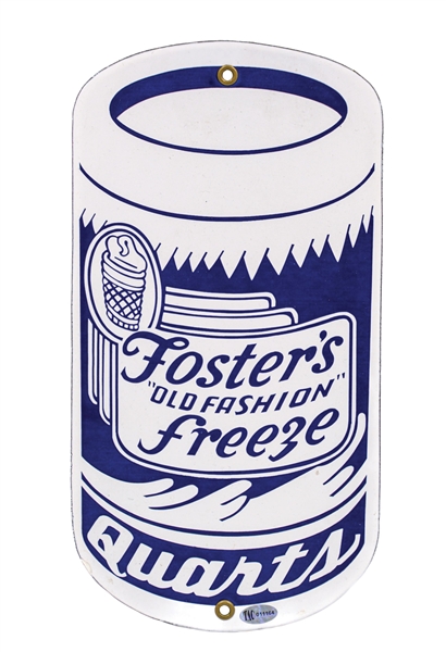 PORCELAIN FOSTERS FREEZE DIE-CUT SIGN