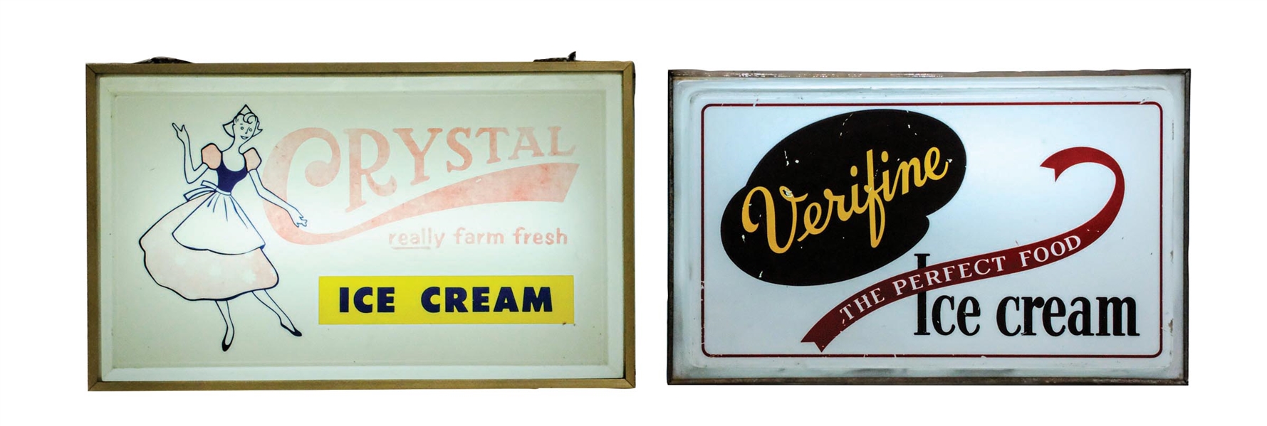 COLLECTION OF 2 PLASTIC ICE CREAM LIGHT-UP SIGNS