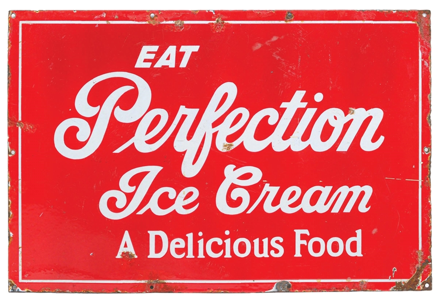 "EAT PERFECTION ICE CREAM" SINGLE-SIDED PORCELAIN SIGN