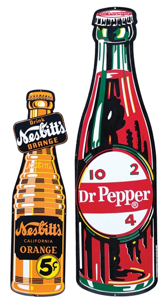 COLLECTION OF 2 MODERN EMBOSSED SODA POP BOTTLE SIGNS