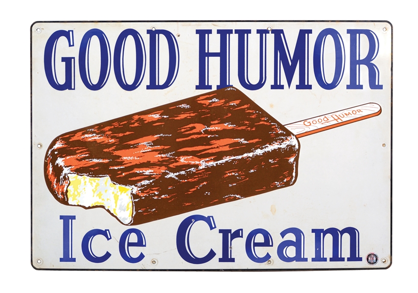 GOOD HUMOR ICE CREAM SINGLE-SIDED PORCELAIN SIGN W/ ICE CREAM GRAPHIC