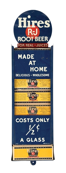 HIRES R-J ROOT BEER "FOR REAL - JUICES" WALL-MOUNTED DISPLAY W/ ORIGINAL PRODUCT