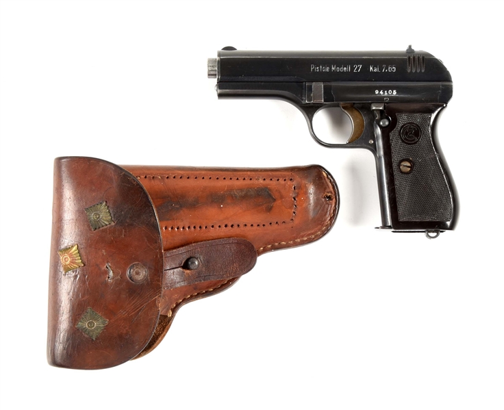 (C) HIGH CONDITION GERMAN WWII CZ 27 .32 ACP SEMI-AUTOMATIC PISTOL WITH HOLSTER.