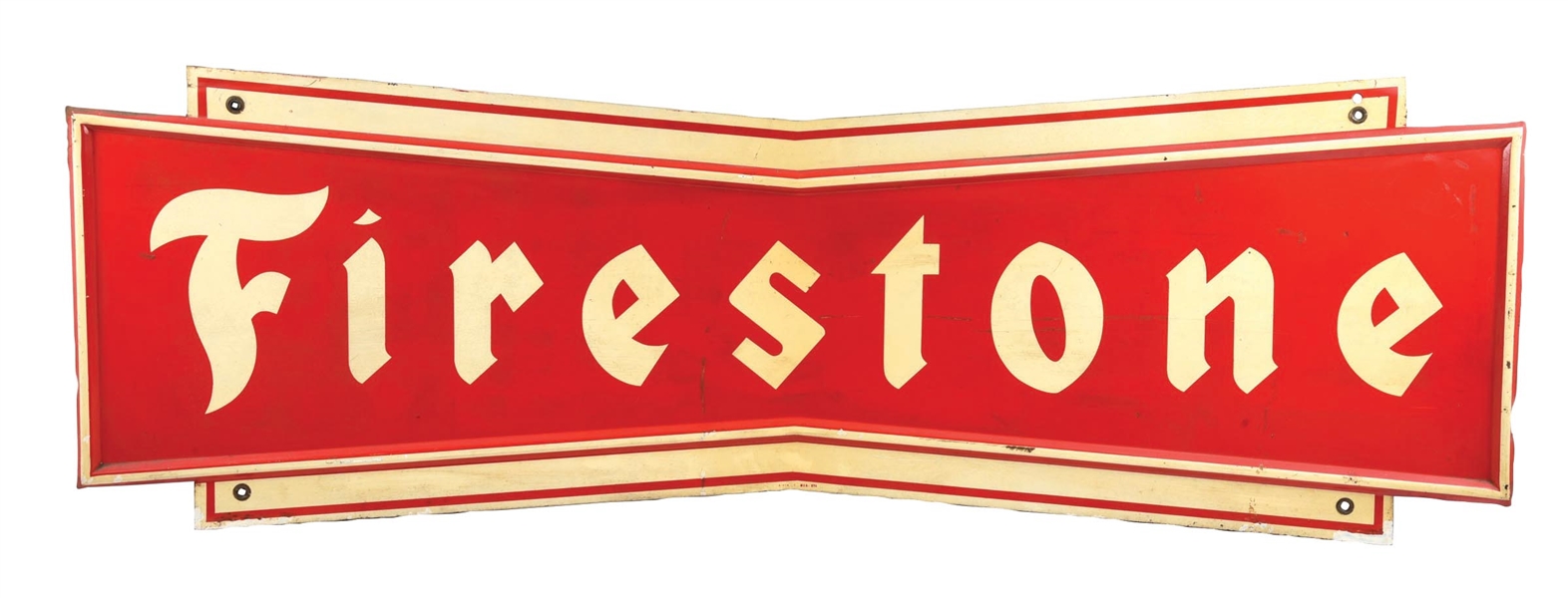 FIRESTONE TIRES SELF FRAMED TIN SIGN.