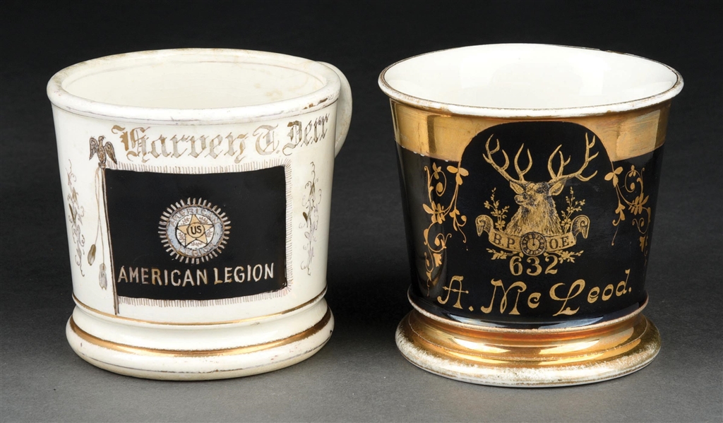 LOT OF 2: AMERICAN LEGION AND STAG SHAVING MUGS