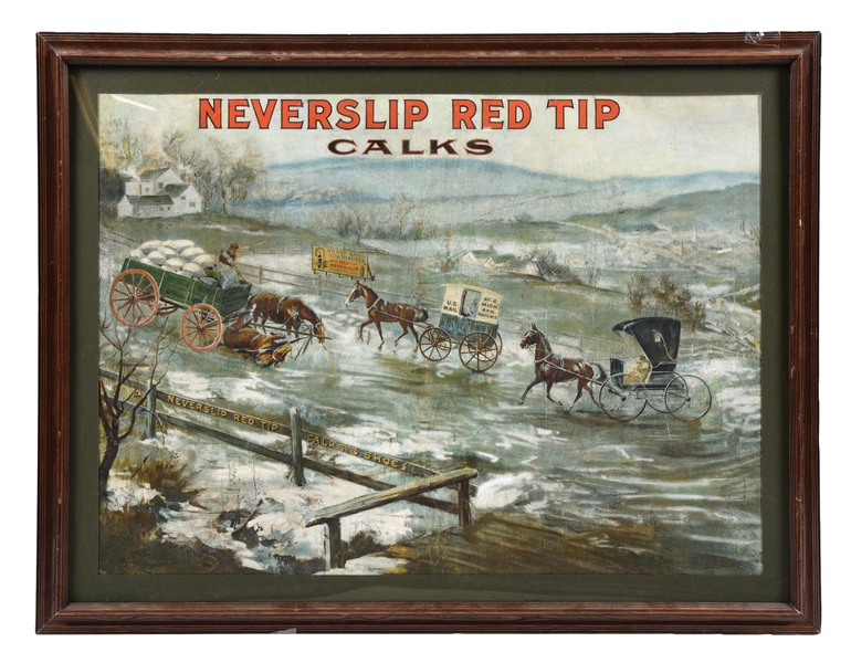 NEVERSLIP RED TIP CALKS & SHOES FRAMED ADVERTISEMENT