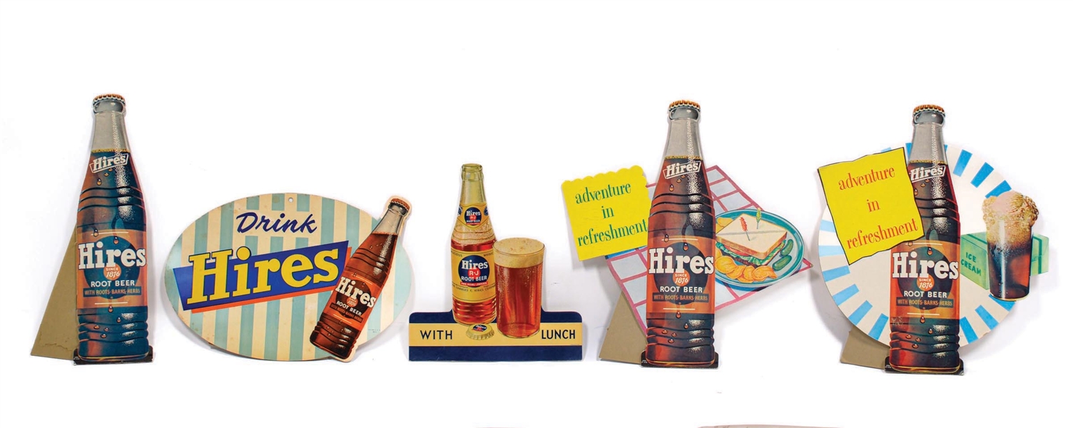 COLLECTION OF 5 HIRES ROOT BEER CARDBOARD SIGNS