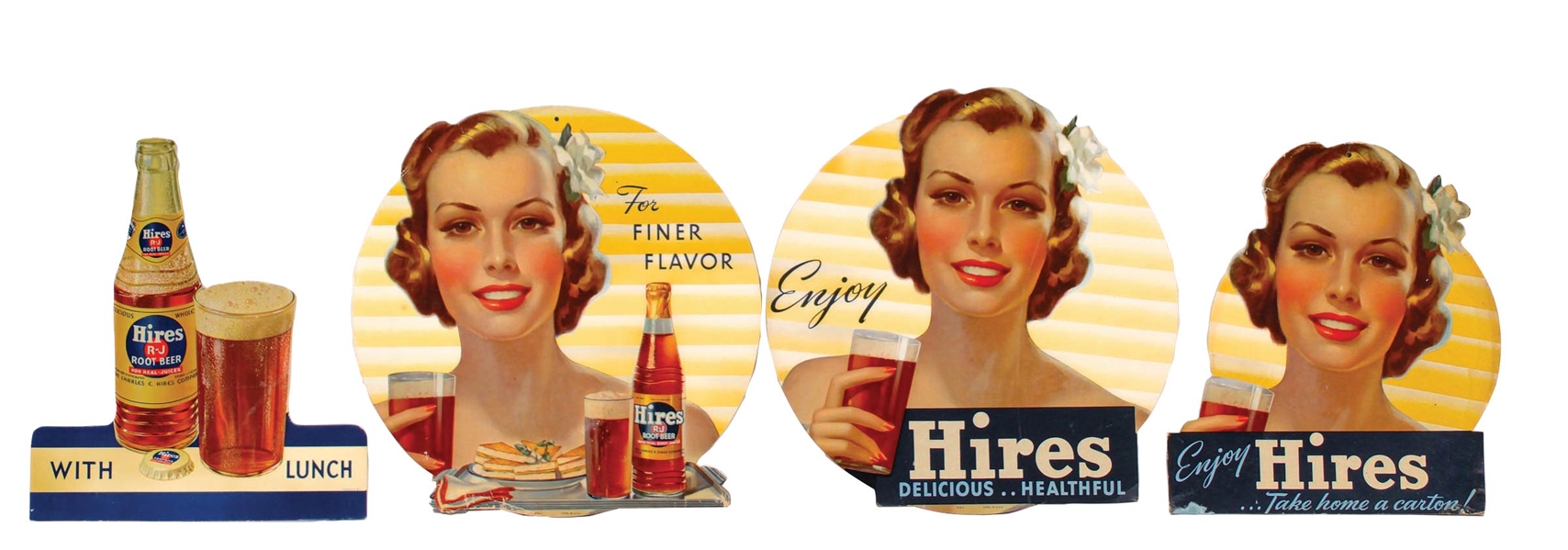 COLLECTION OF 4 HIRES ROOT BEER CARDBOARD SIGNS