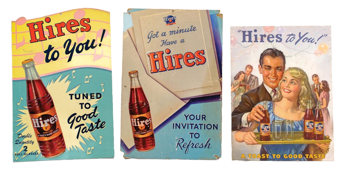 COLLECTION OF 3 HIRES ROOT BEER CARDBOARD SIGNS