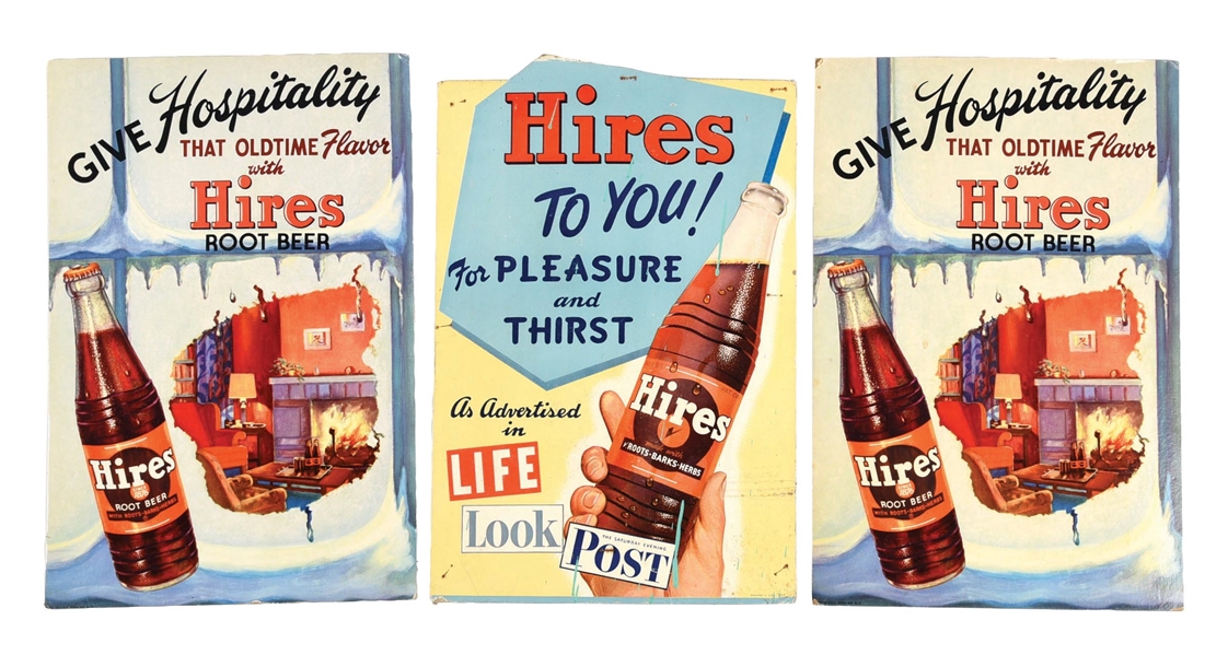 COLLECTION OF 3 HIRES ROOT BEER CARDBOARD SIGNS