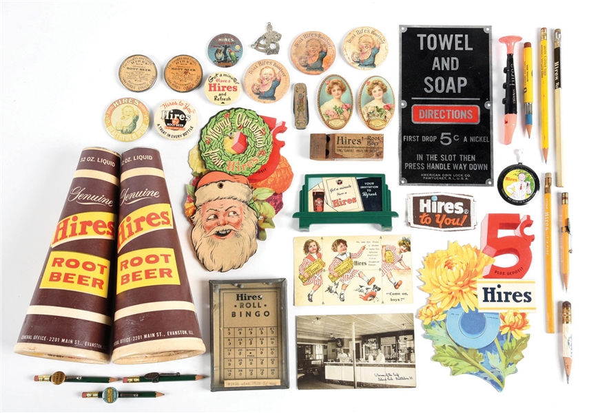 LARGE COLLECTION OF HIRES ROOT BEER ADVERTISING ITEMS