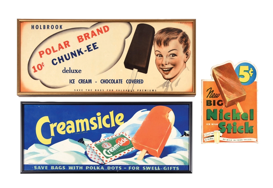 COLLECTION OF 3 ICE CREAM SIGNS