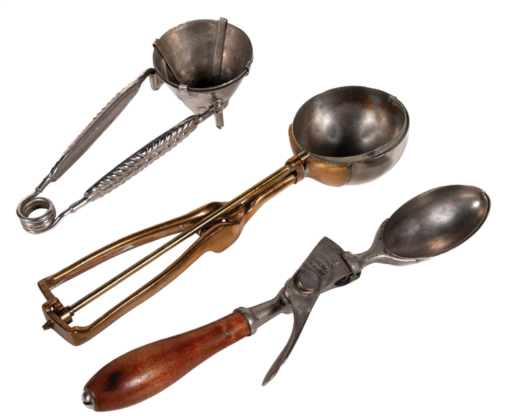 COLLECTION OF 3 EARLY ICE CREAM SCOOPS