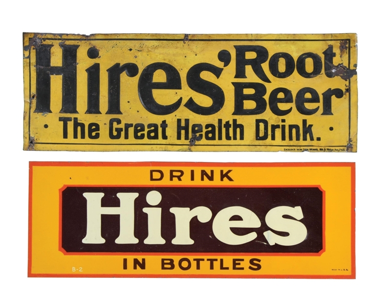 COLLECTION OF 2 TIN HIRES ROOT BEER SIGNS