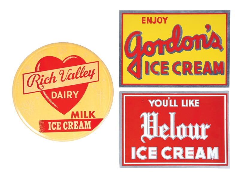 COLLECTION OF 3 ICE CREAM SIGNS