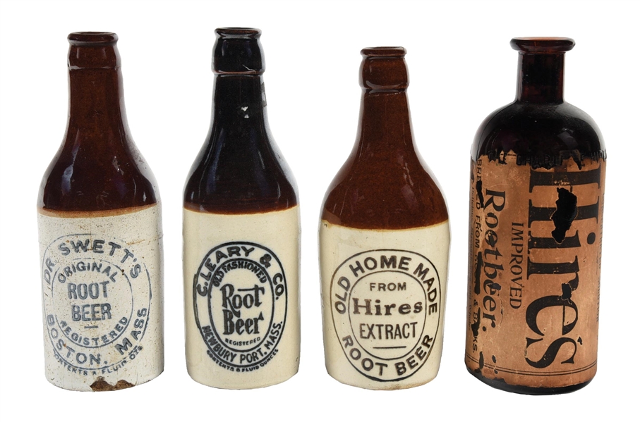 COLLECTION OF 4 EARLY ROOT BEER BOTTLES