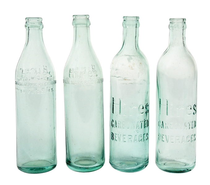 COLLECTION OF 4 HIRES ROOT BEER EMBOSSED BOTTLES