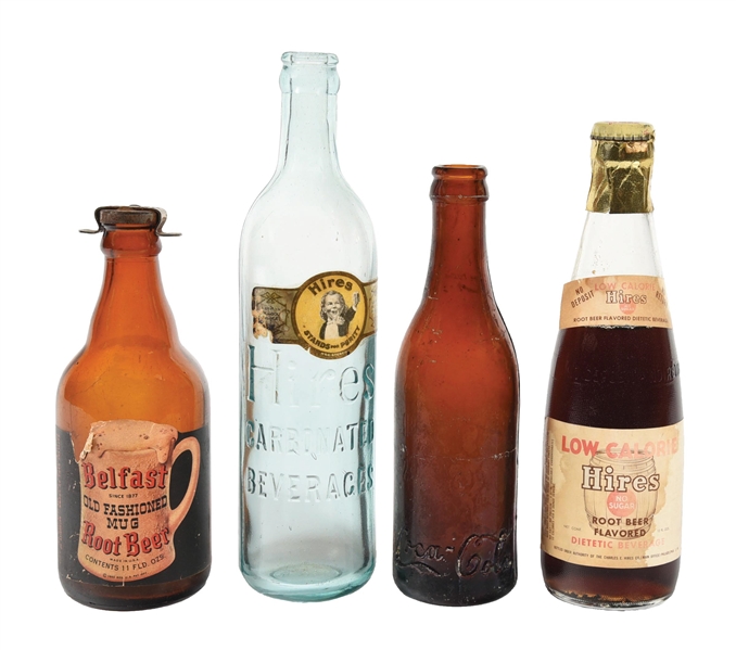 COLLECTION OF 4 ROOT BEER BOTTLES