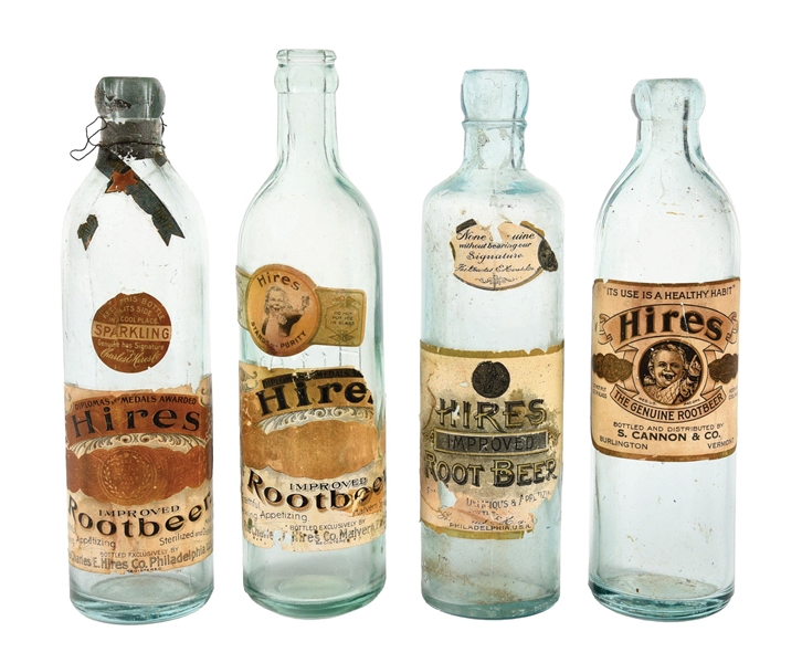 COLLECTION OF 4 HIRES ROOT BEER SODA POP BOTTLES