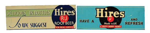 COLLECTION OF 2 EMBOSSED TIN HIRES ROOT BEER SIGNS