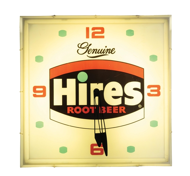 HIRES ROOT BEER PLASTIC LIGHT-UP CLOCK