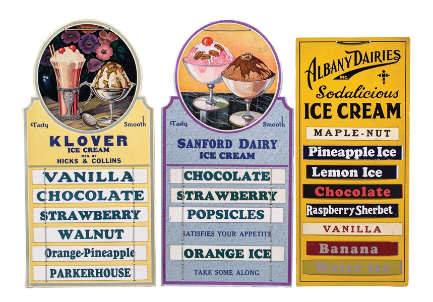 COLLECTION OF 3 ICE CREAM MENU BOARDS SIGNS