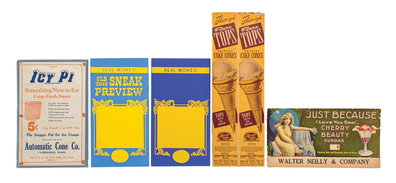 COLLECTION OF 5 ICE CREAM ADVERTISING SIGNS