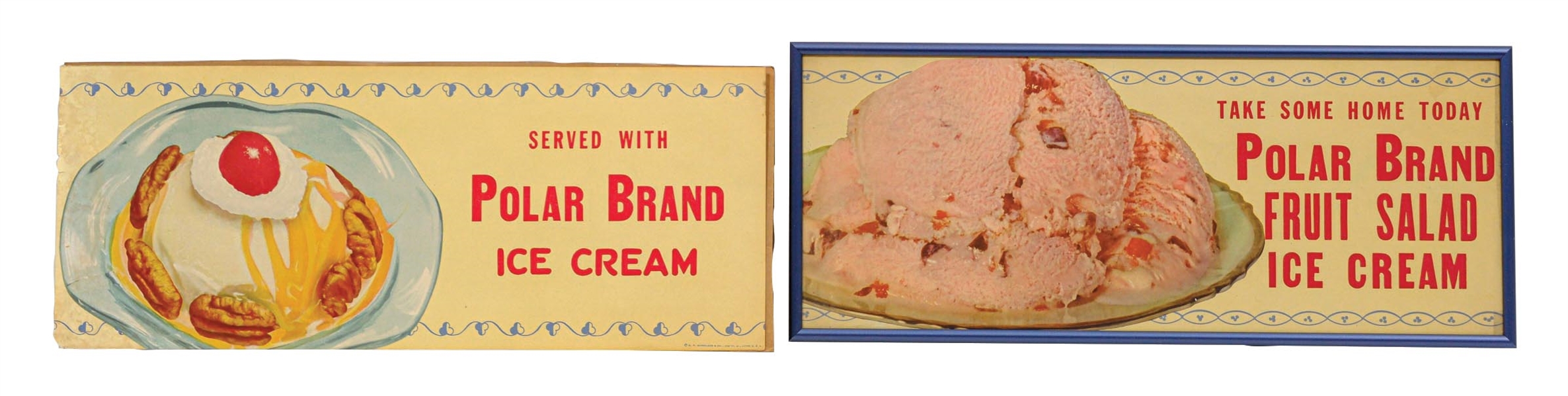 COLLECTION OF 2 ICE CREAM ADVERTISING SIGNS