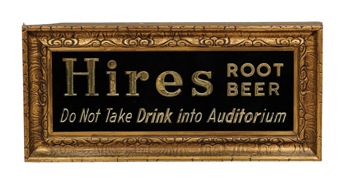 HIRES ROOT BEER REVERSE PAINTED GLASS SIGN