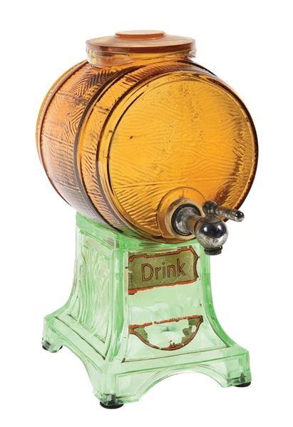 GLASS ROOT BEER BARREL DISPENSER