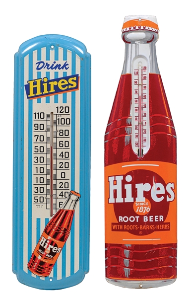 COLLECTION OF 2 HIRES ROOT BEER THERMOMETER SIGNS