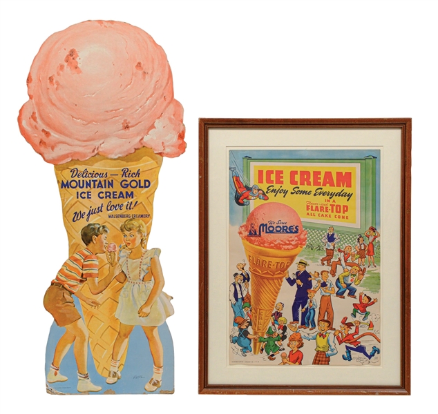 COLLECTION OF 2 ICE CREAM LITHOGRAPHS W/ CHILDREN GRAPHICS