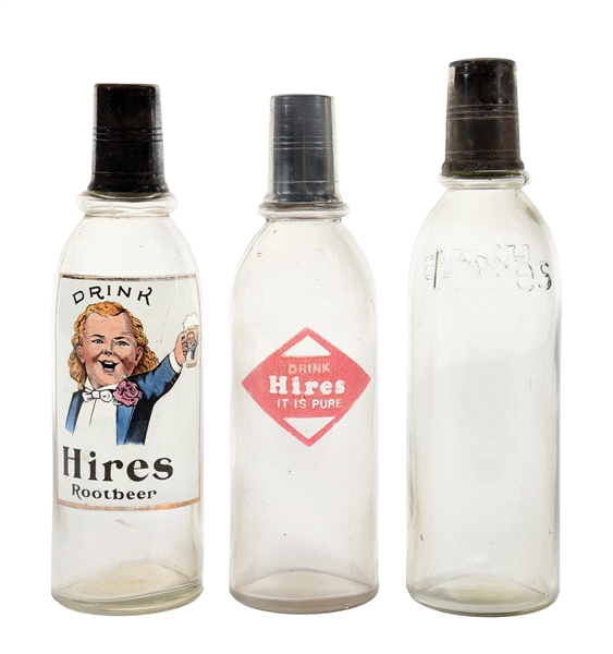 COLLECTION OF 3 HIRES ROOT BEER SYRUP BOTTLES